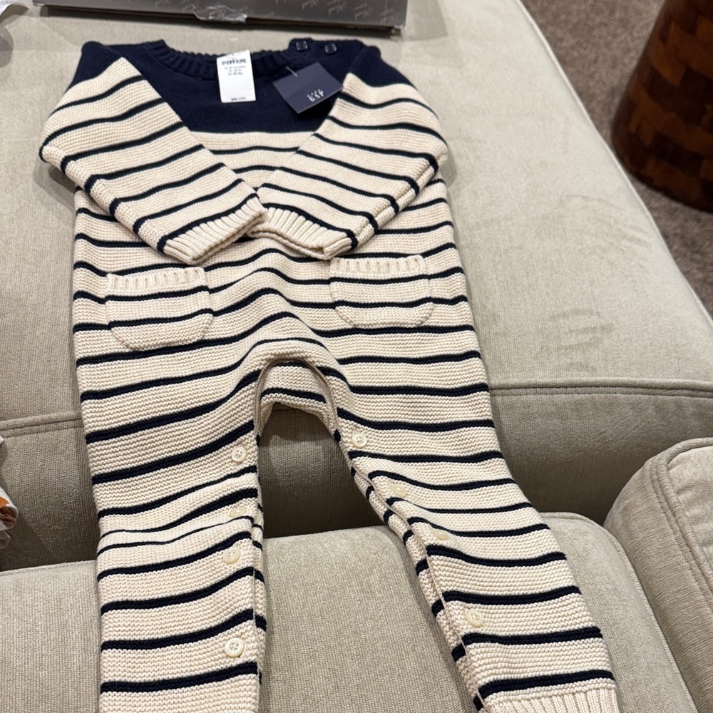 Striped Knit Baby Jumpsuit
